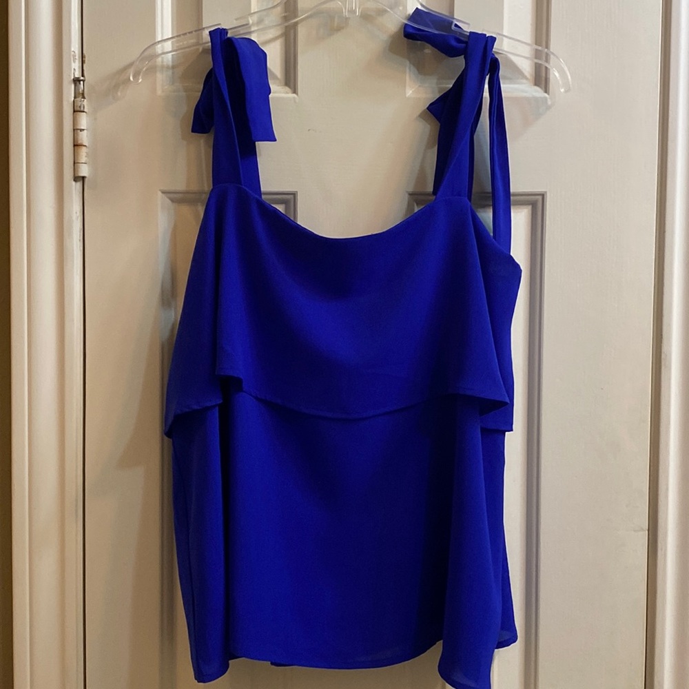 Entro Blue Adjustable Tie Strap Top Large